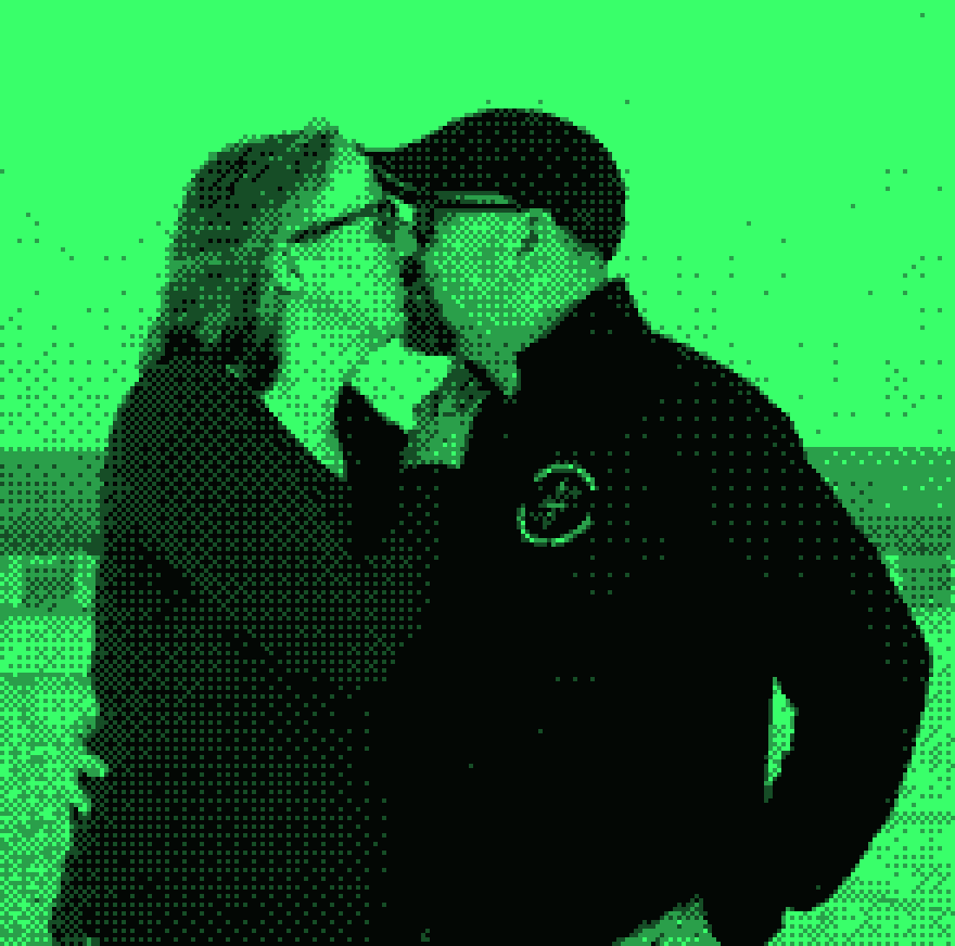 Doug and Melanie sharing a kiss